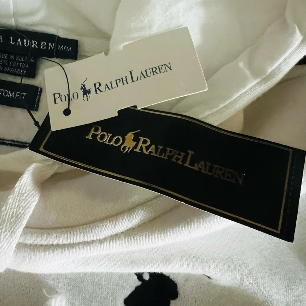 POLO RALPH LAUREN White Hoodie with USA and Polo Logo Boys Size Medium NWT